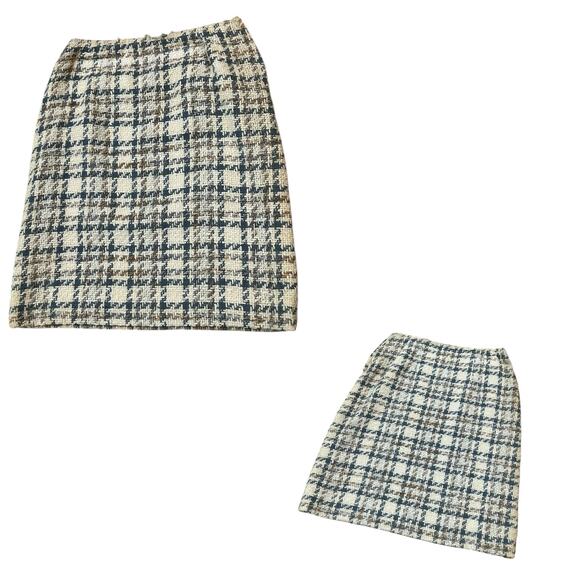 Vintage 1960s Gray and Cream Wool Blend houndstooth Tweed Skirt / Medium - - Picture 3 of 4
